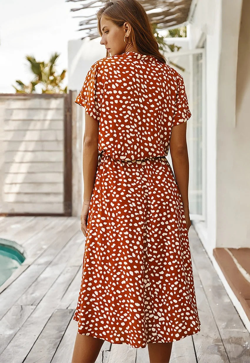 Robe mi-longue élégante imprimée - Sheba