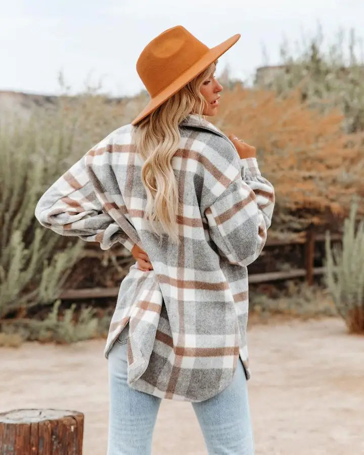 Surchemise rustique à carreaux pour femmes