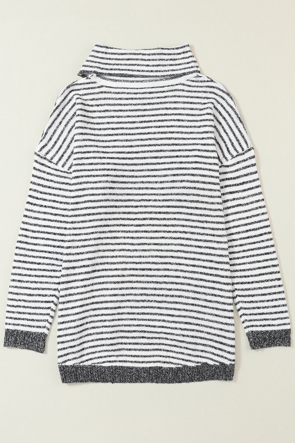 Isla - Pull col roulé rayé gris pour femme
