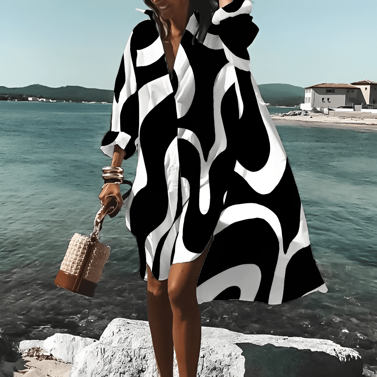 Victoire - Robe longueur genou à imprimé unique