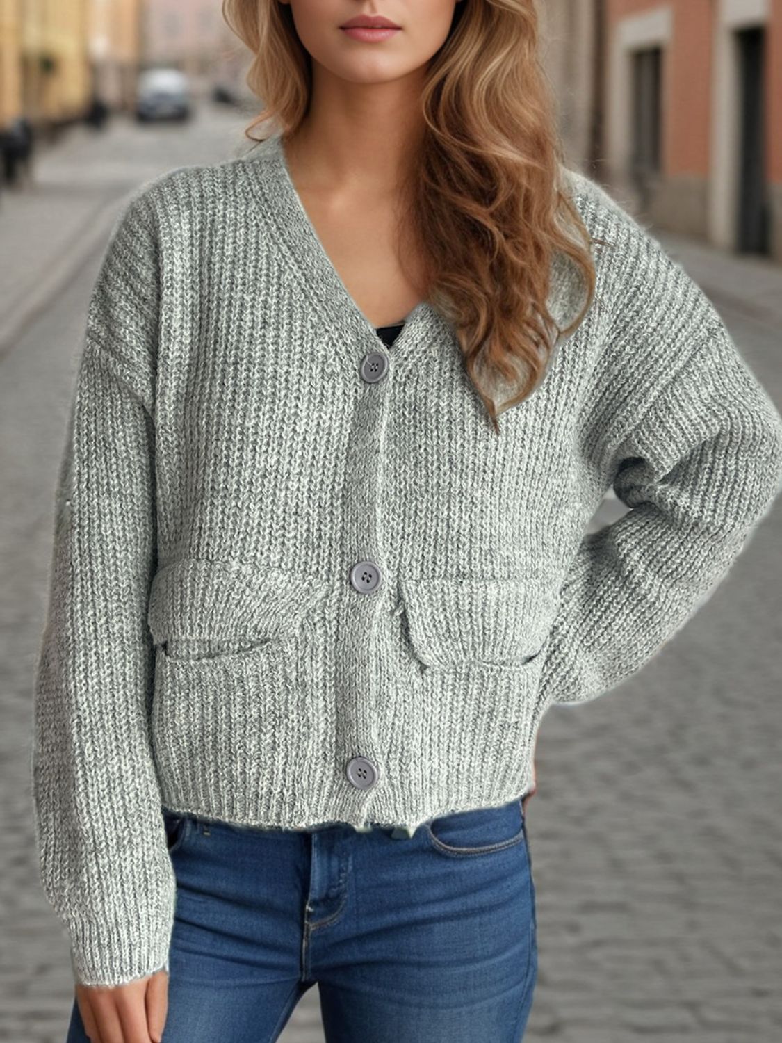 Lina - Cardigan boutonné à manches longues pour femme