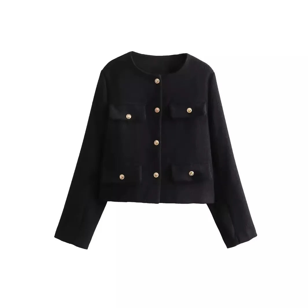 Thérèsse - Veste Blazer Texturée Boutonnée Femme Chic et Elégante