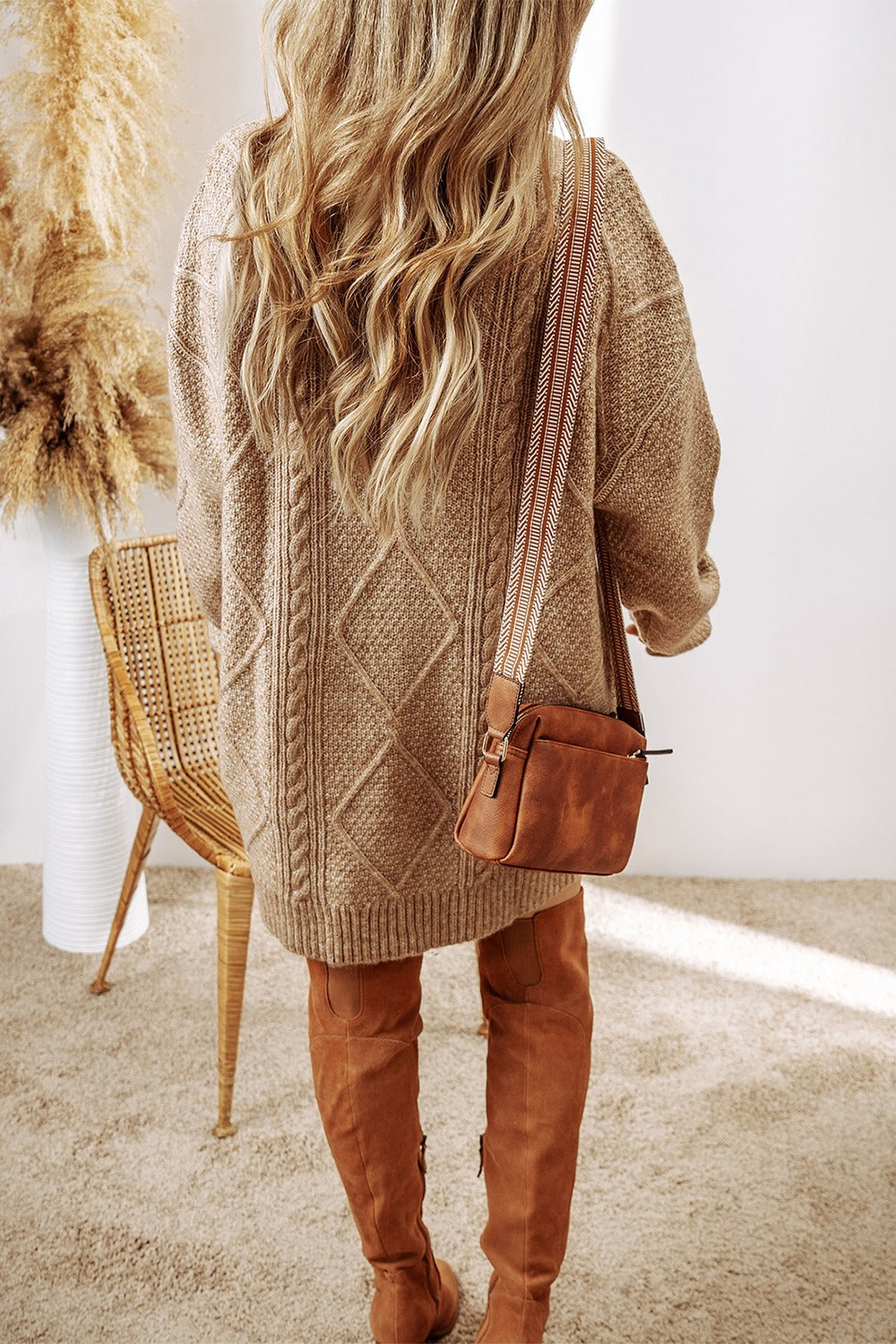 Nora - Robe pull à col rond et torsades pour femme