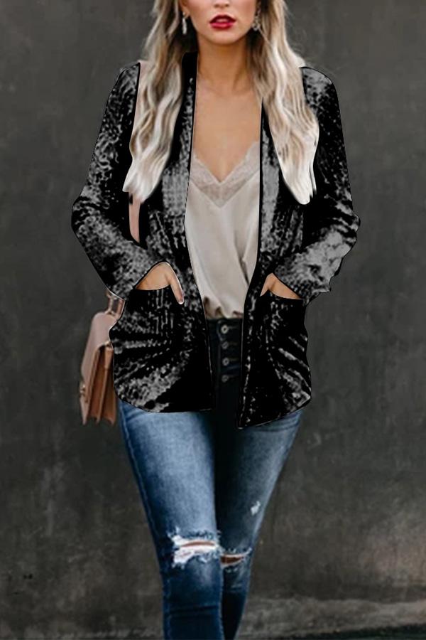 Lucie - Blazer moderne à manches longues avec paillettes pour femmes