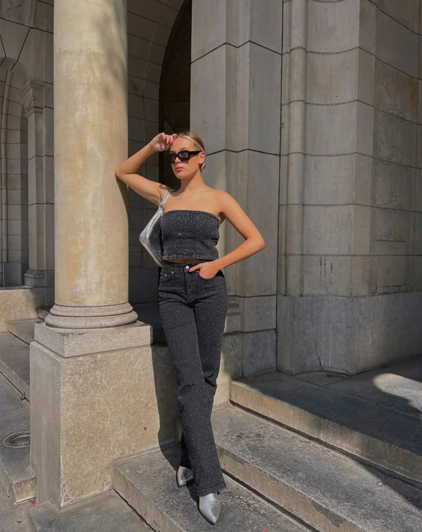 Jean denim pailleté et étincelant