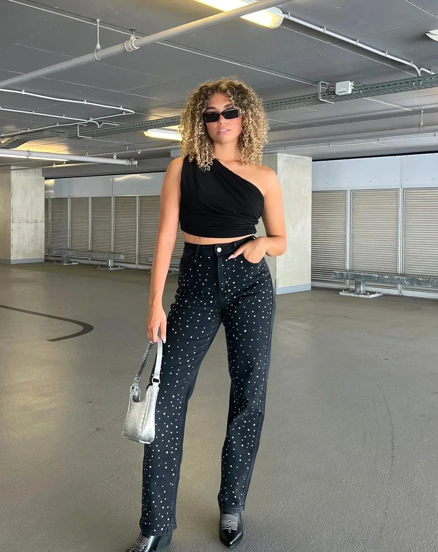 Jean denim pailleté et étincelant