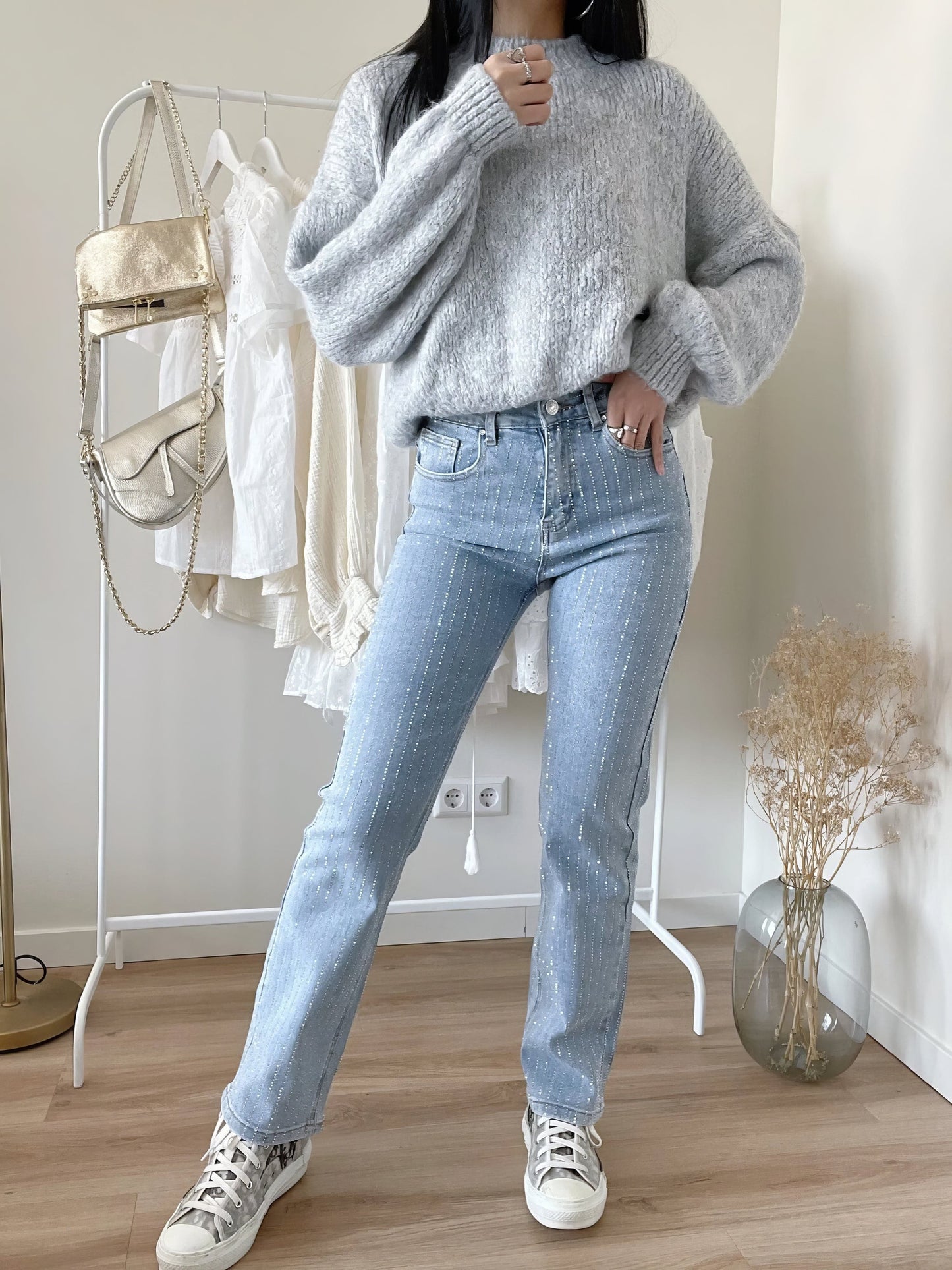 Jean denim pailleté et étincelant