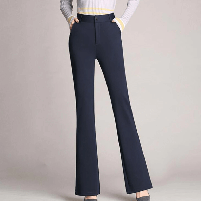 Pantalon slim évasé taille haute