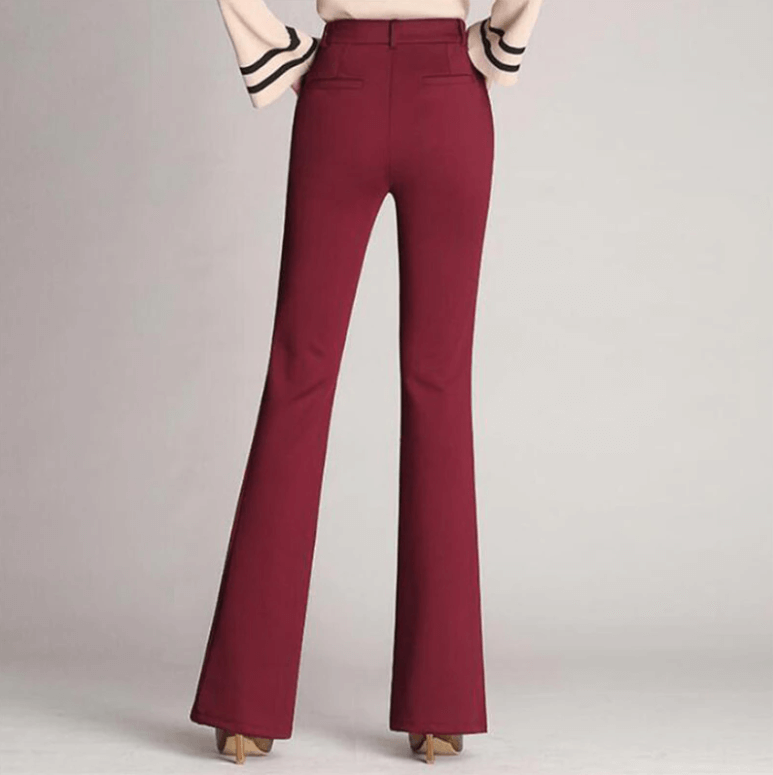 Pantalon slim évasé taille haute