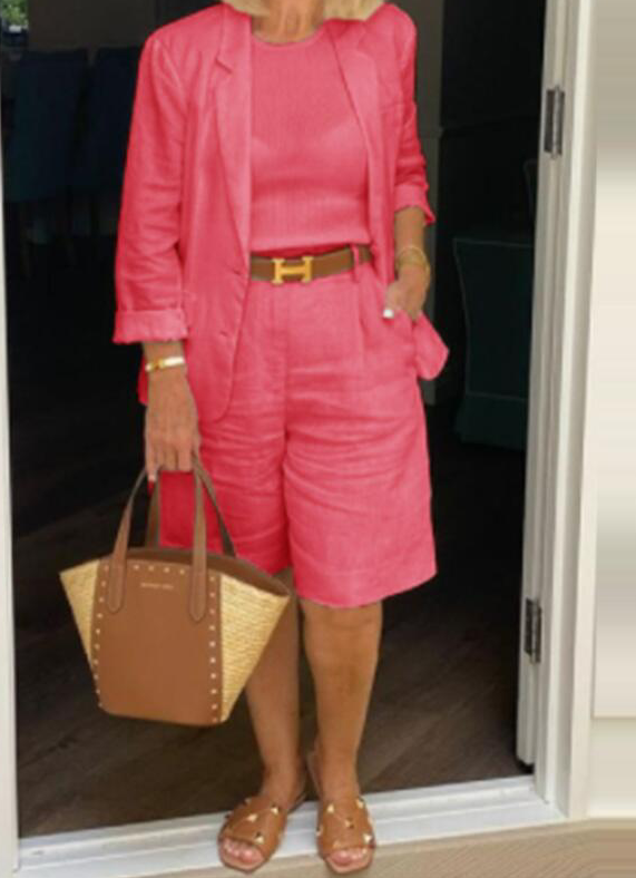 Marga - Ensemble short et blazer en lin élégant pour femme