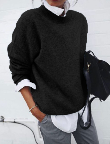 Gemma - Pull noir à manches longues