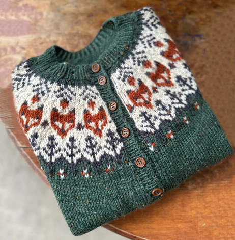 Cardigan vintage élégant avec motif hivernal pour les journées froides