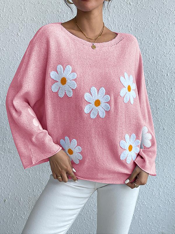 Marie - Pull d'Automne Stylé et Confortable avec Fleurs Brodées