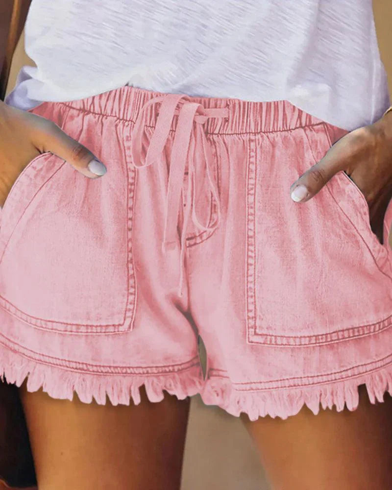 Pamela - Short en jean uni avec cordon de serrage