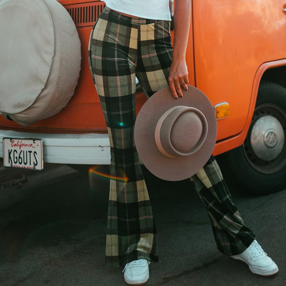 Liv - Pantalon à carreaux vintage avec fond de cloche