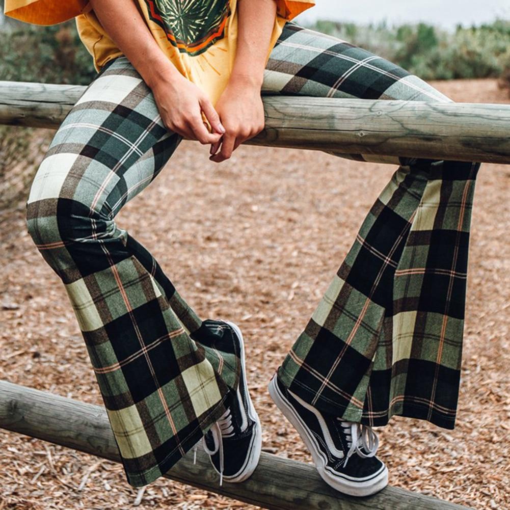 Liv - Pantalon à carreaux vintage avec fond de cloche