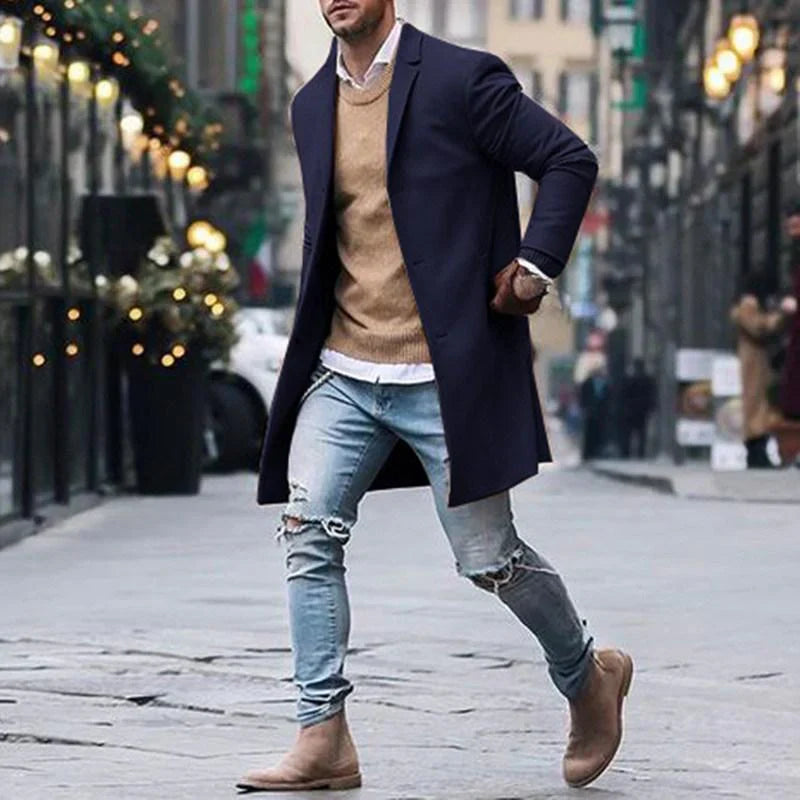 Cardigan élégant pour hommes avec revers et boutons, idéal pour créer un apparence élégant