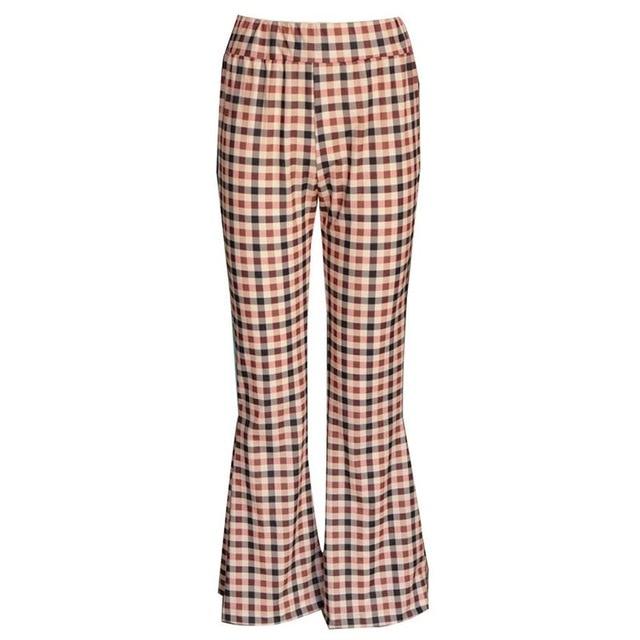 Liv - Pantalon à carreaux vintage avec fond de cloche
