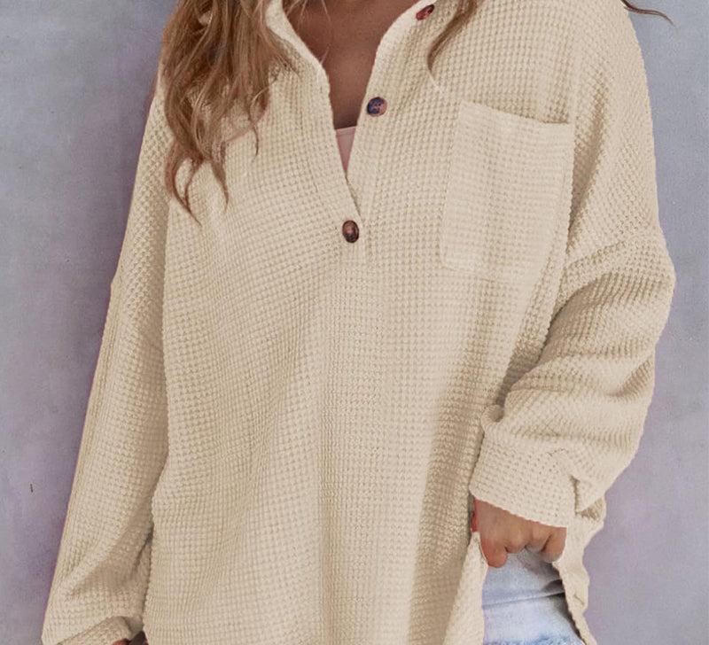 Chemise décontractée en tricot gaufré - Helewise