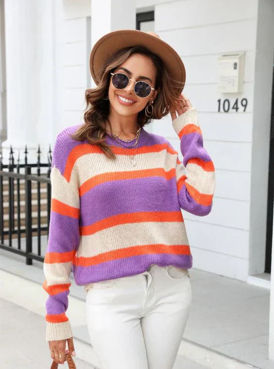 Mara - Pull rayé multicolore pour femme