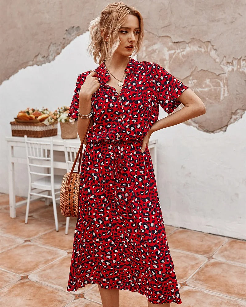 Robe mi-longue élégante imprimée - Sheba