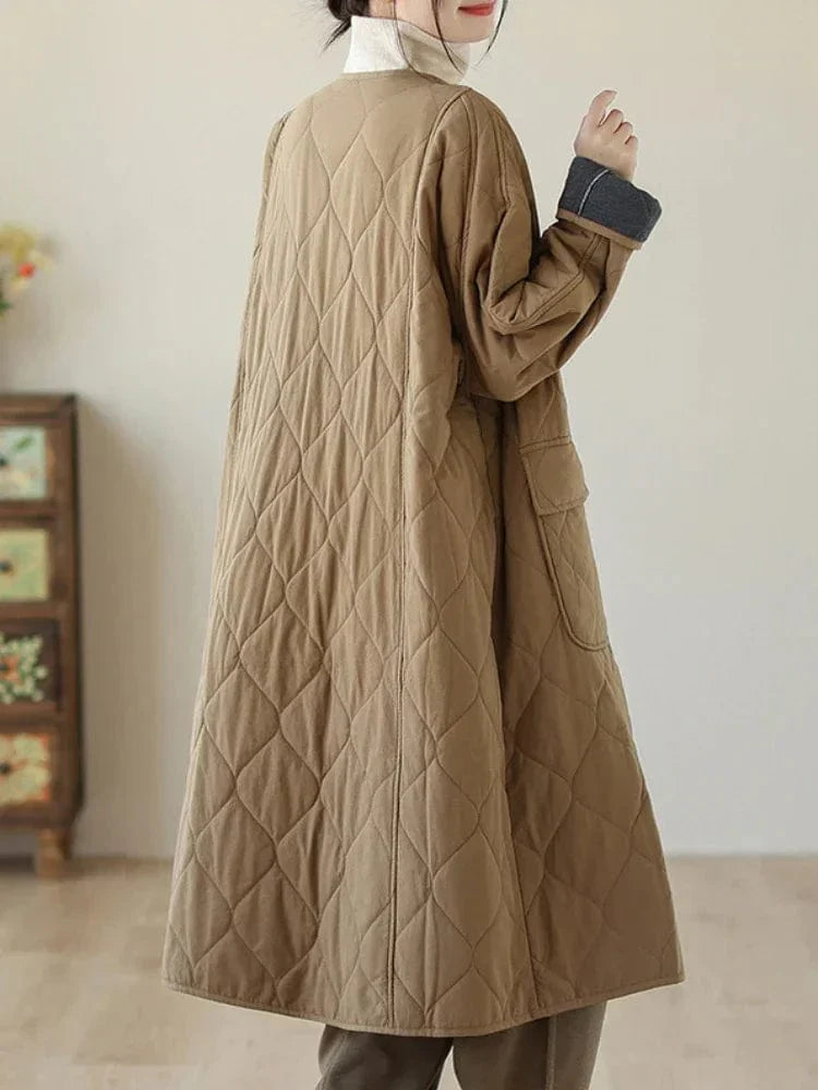 Veste matelassée longue sans col - Averine