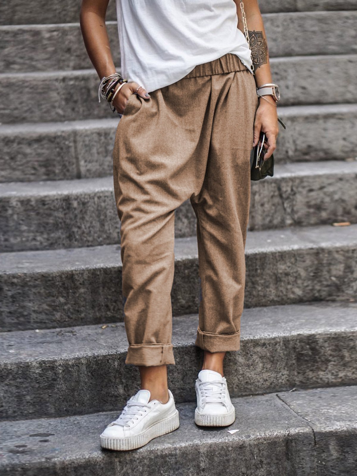 Pantalon décontracté en lin et coton - Gloriana