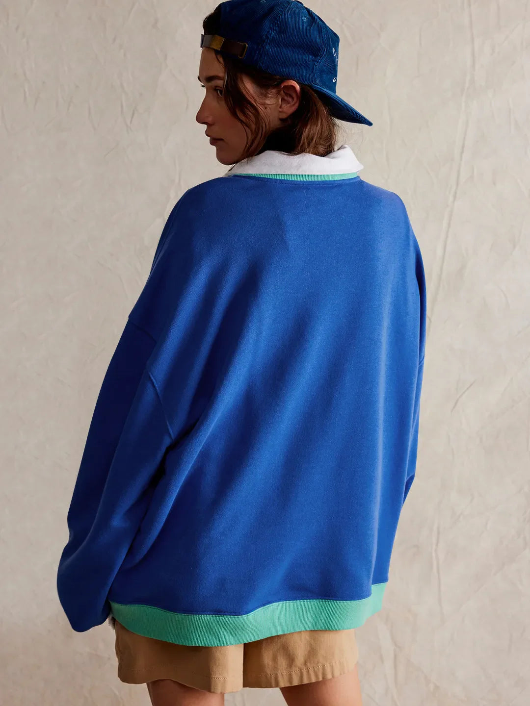 Linda - Pull Sweat Coloré à Manches Lanternes Décontracté