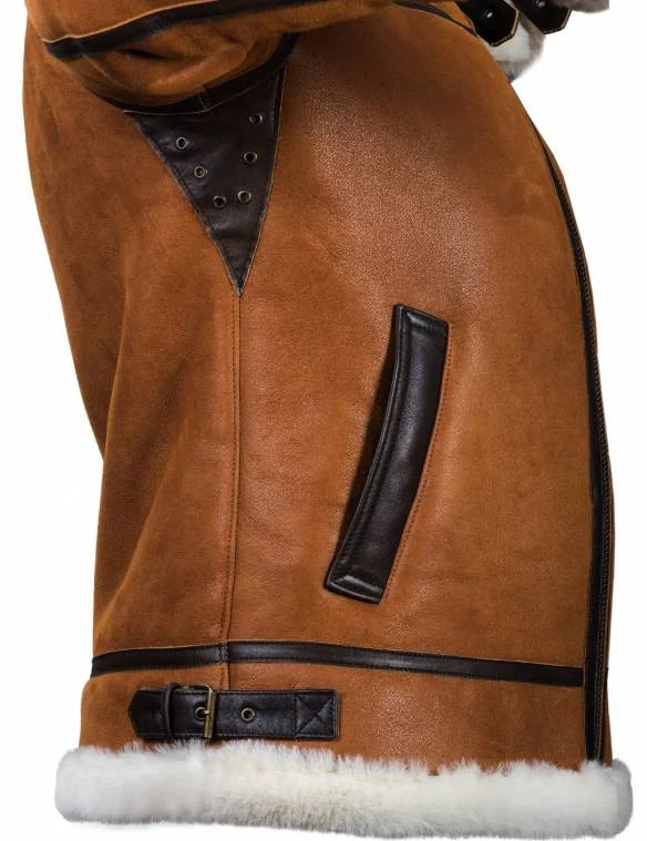 Meti - veste en peau de mouton avec capuche en fourrure