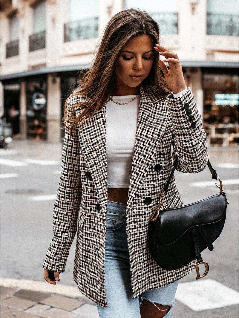 Ruth - Blazer Classique à Carreaux Stylé et Confortable pour Femmes