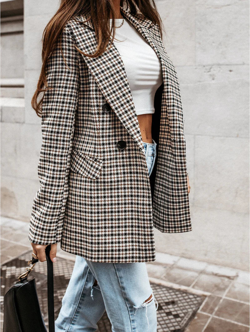 Ruth - Blazer Classique à Carreaux Stylé et Confortable pour Femmes