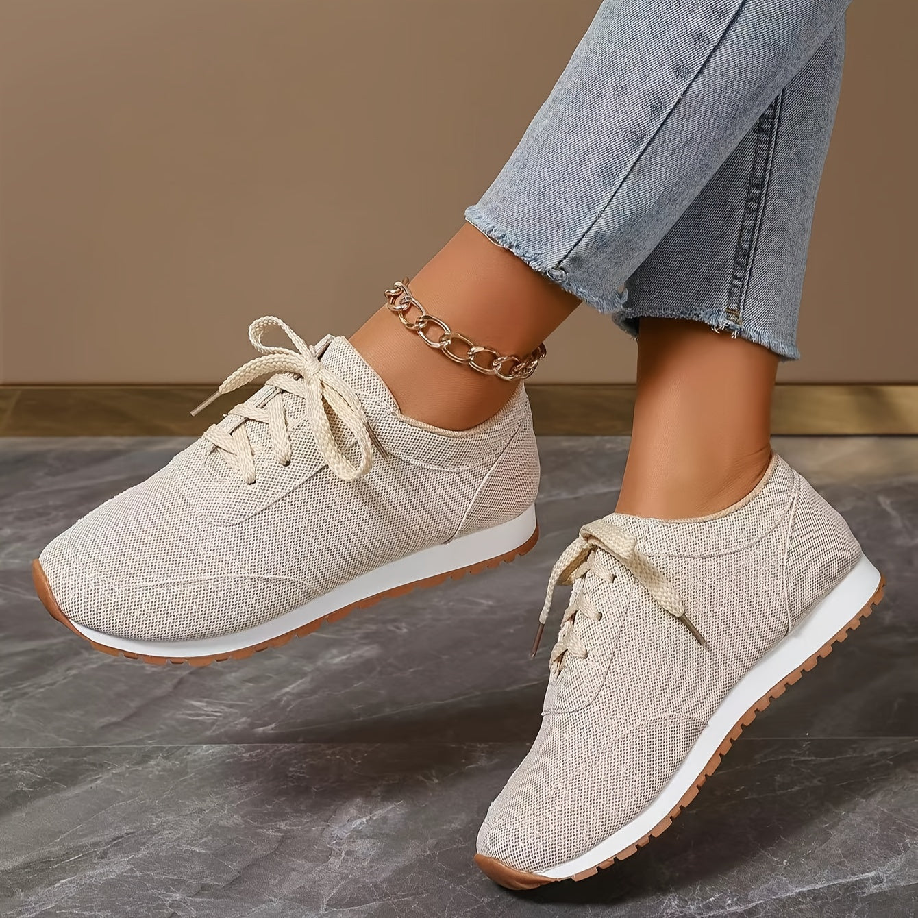 Léa - Baskets Beige Pour Femme