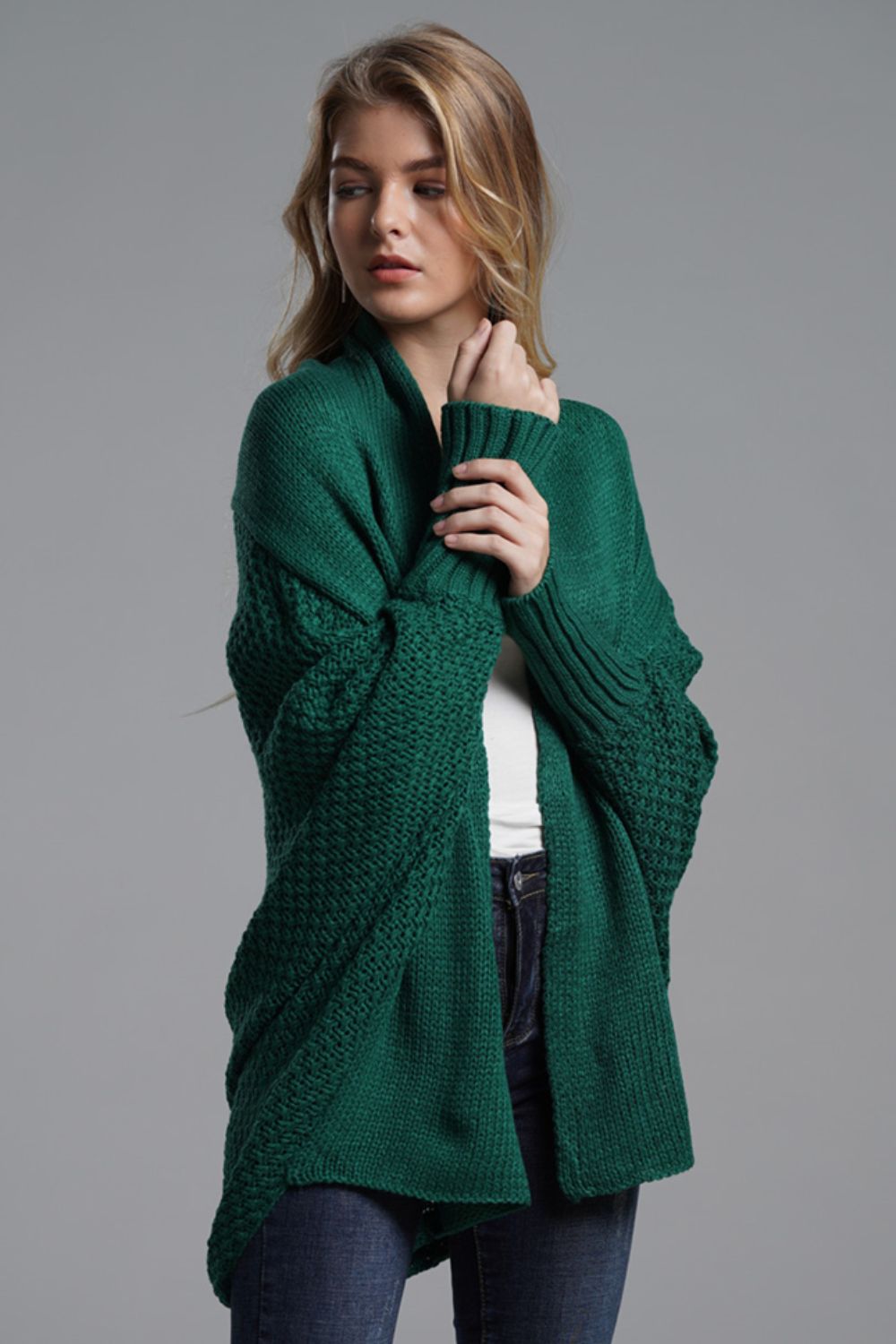 Liana - Long cardigan ouvert avec manches dolman pour femme
