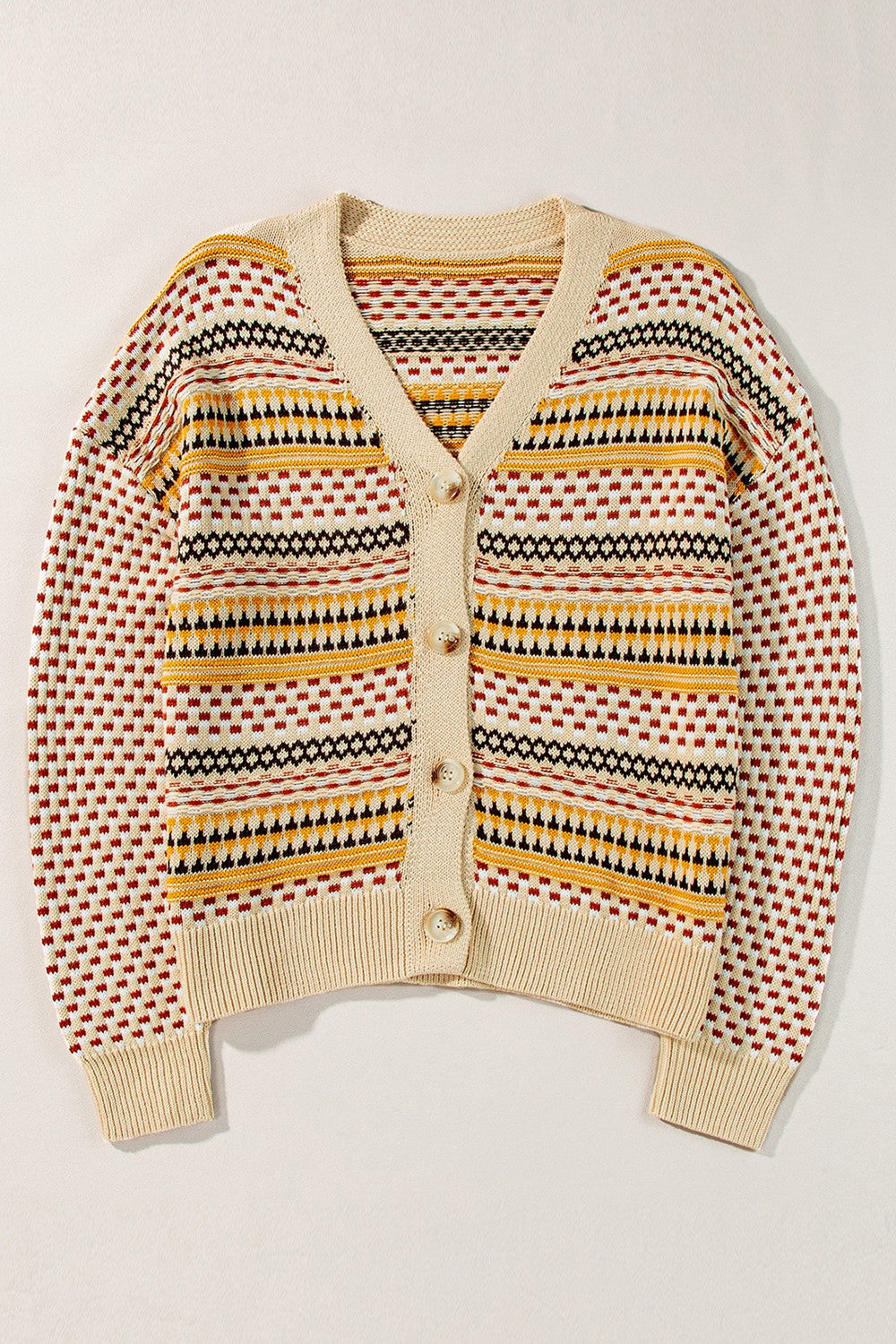 Clara - Beige Cardigan à manches longues avec boutons pour femme