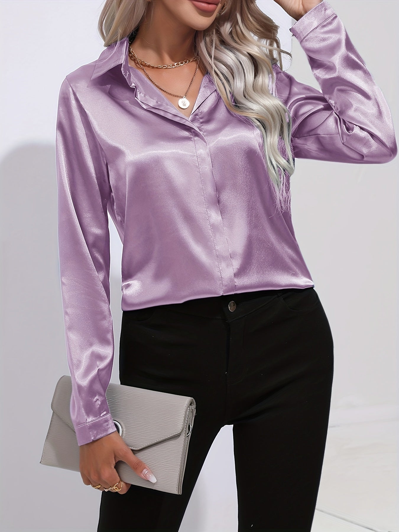 Elena - Blouse élégante en satin pour femme