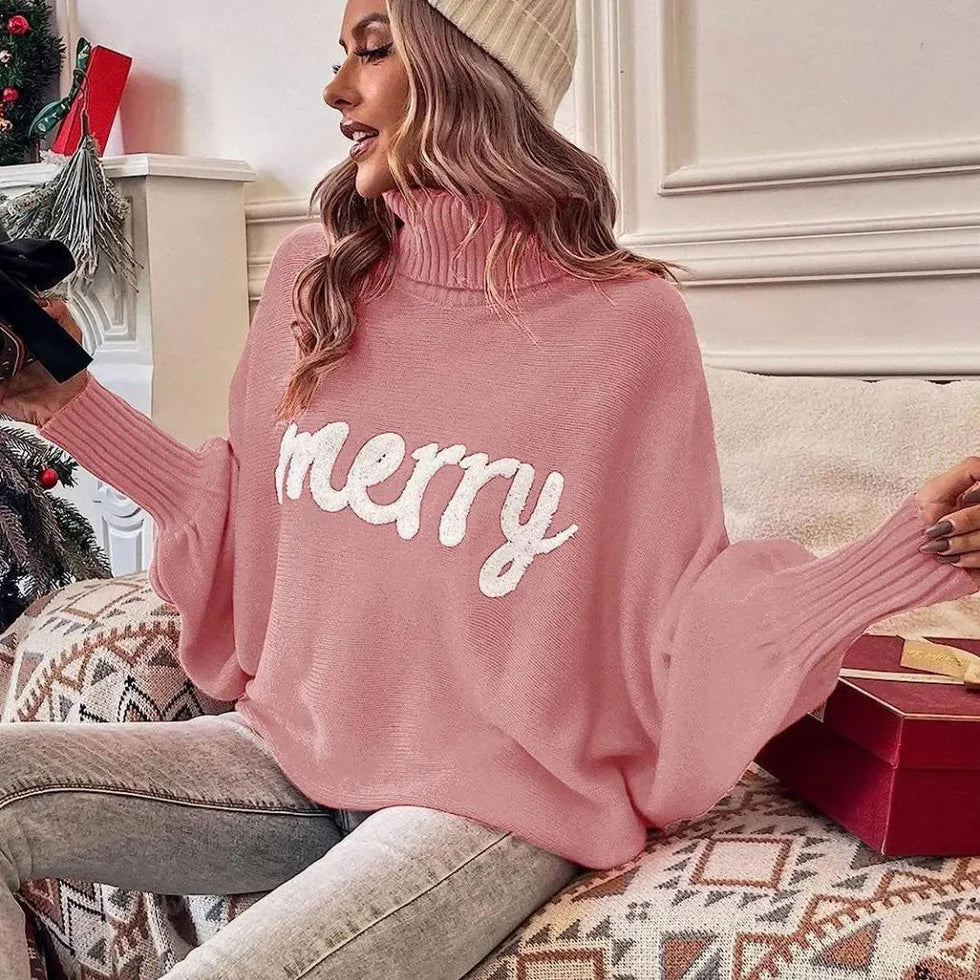 Emerie - Pull à Col Roulé Festif et Chaleureux pour Femmes