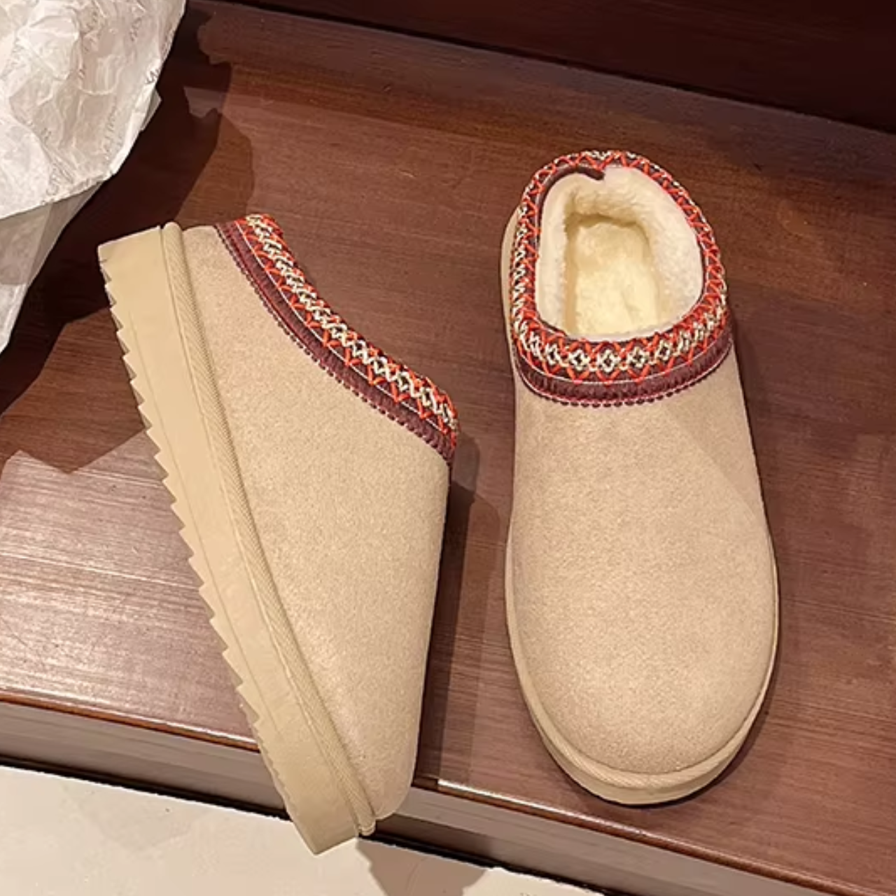 Élisa - MonAmi velours fourrure bottes plates doublées doux