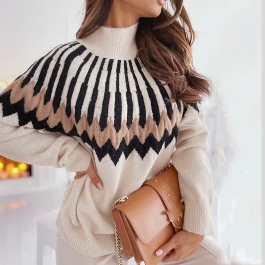 Zeila - Pull à motifs géométriques et bords-côtes