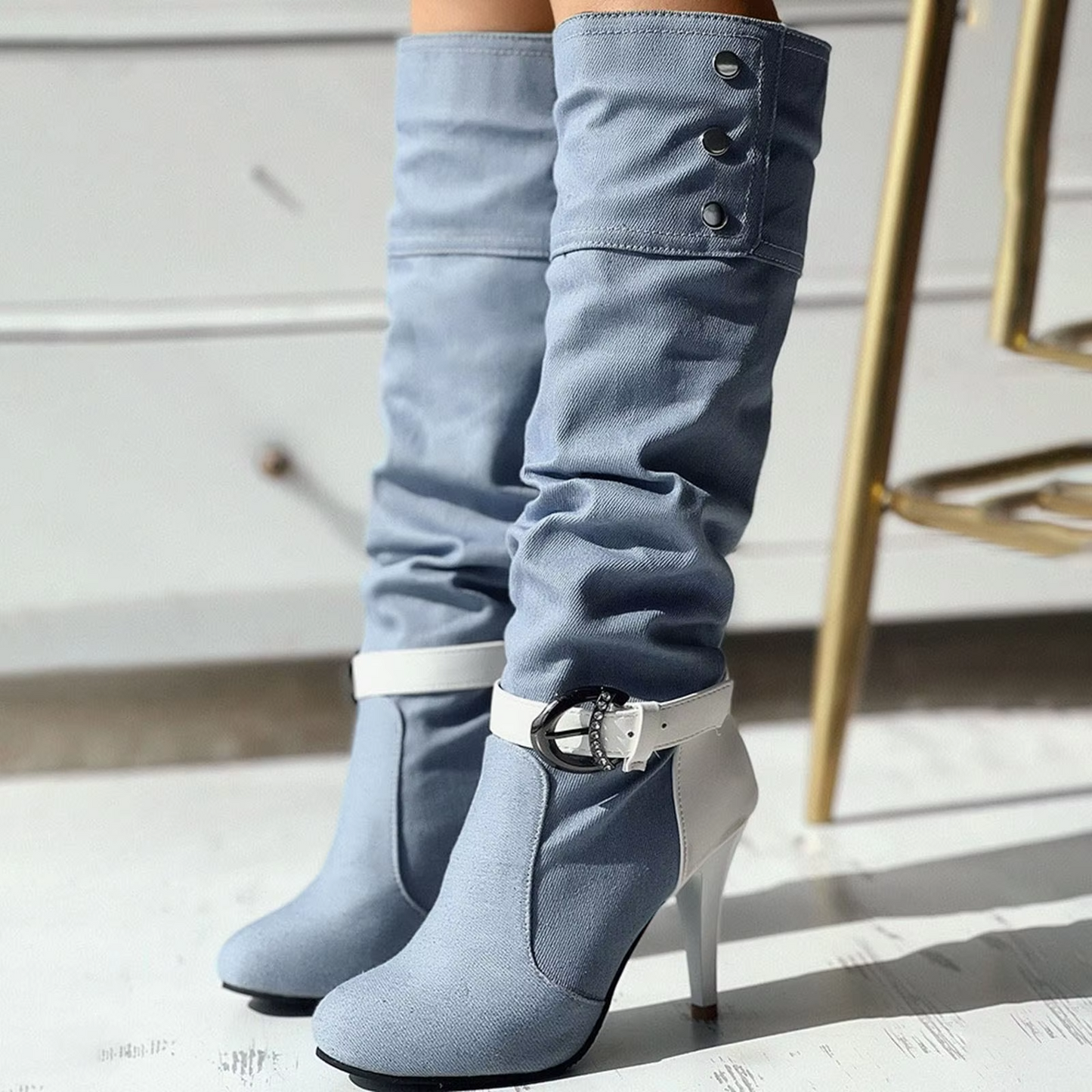 Bottes hautes patchwork pour femme - Luzey