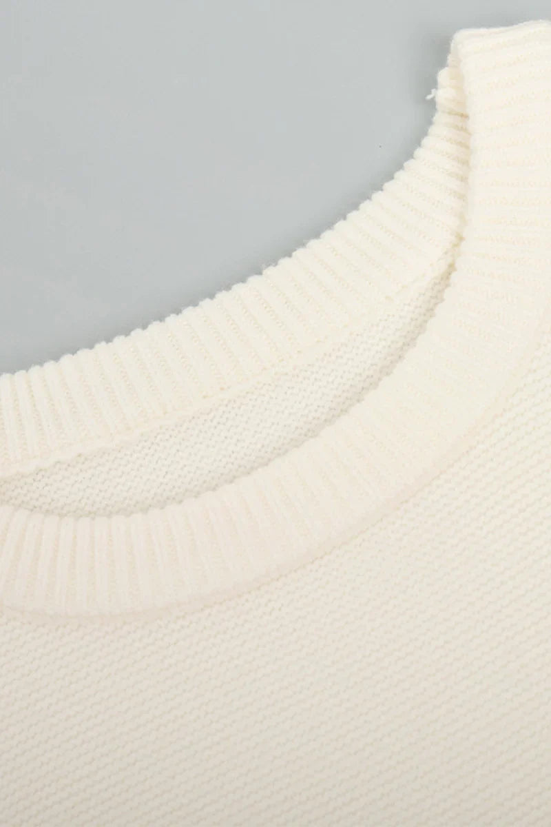 Pull décontracté tissé à col rond