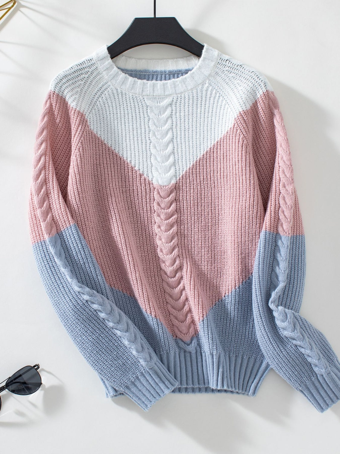 Mila - Pull à manches longues et col rond à blocs de couleurs pour femme