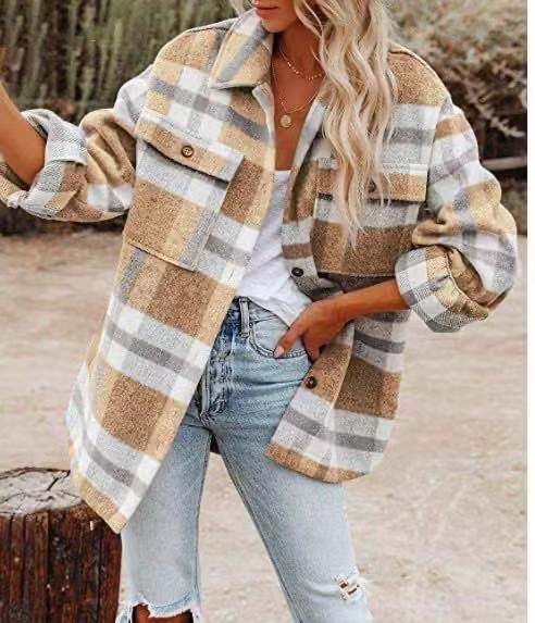 Surchemise rustique à carreaux pour femmes