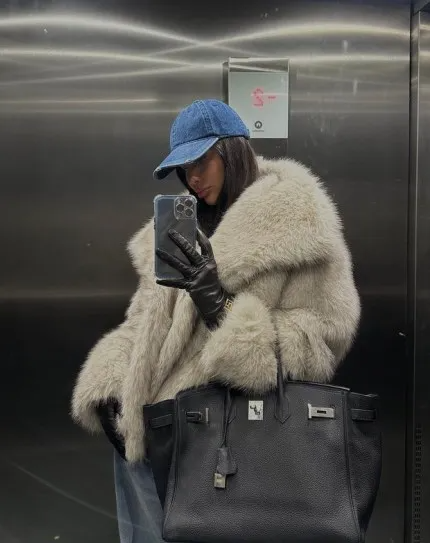 SofiaScintilla - Manteau d'hiver tendance en fausse fourrure pour femme