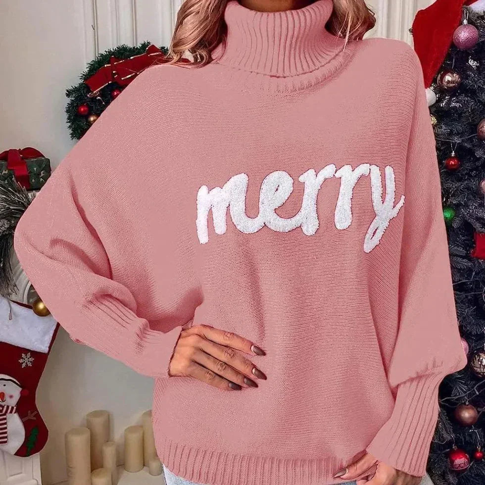 Emerie - Pull à Col Roulé Festif et Chaleureux pour Femmes