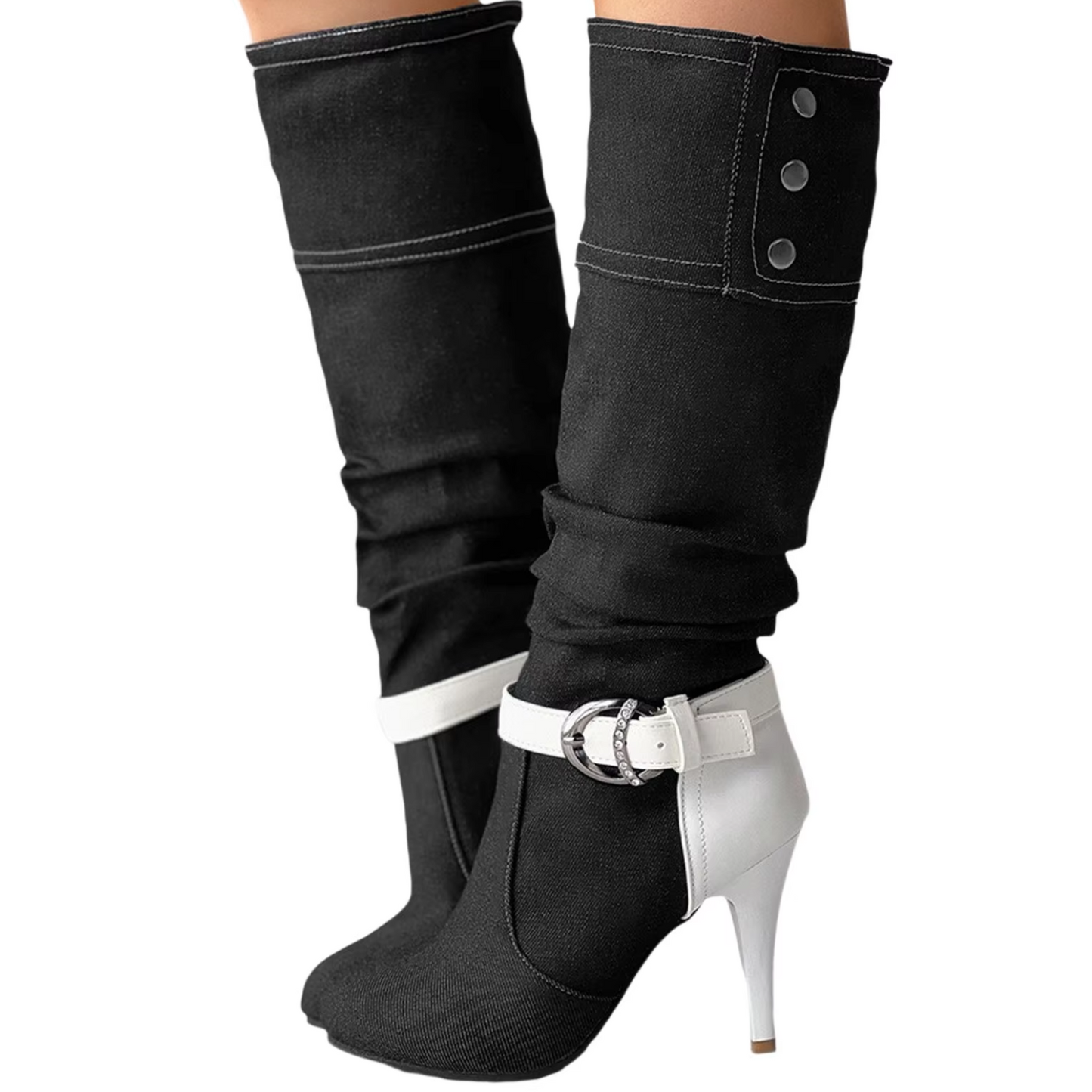 Bottes hautes patchwork pour femme - Luzey