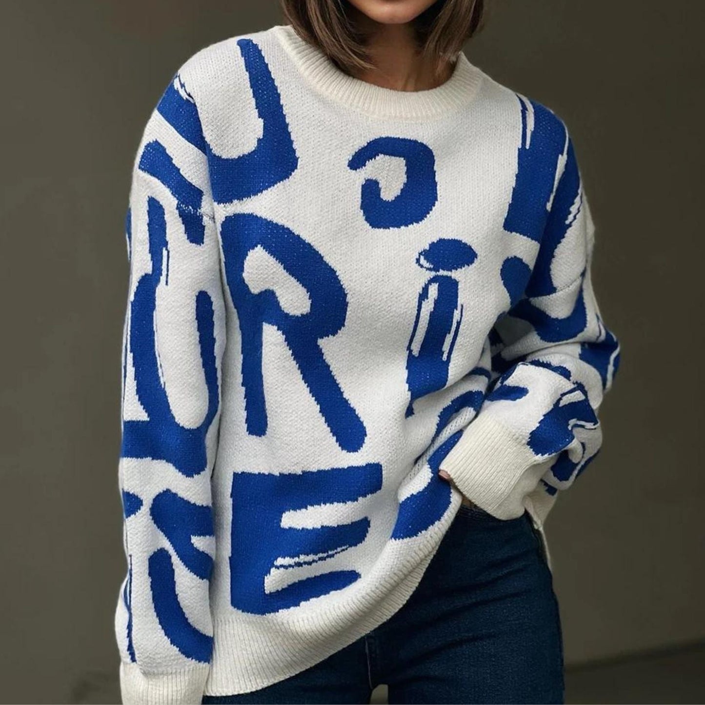 Bety - Pull ras du cou à l'imprimé graphique accrocheur