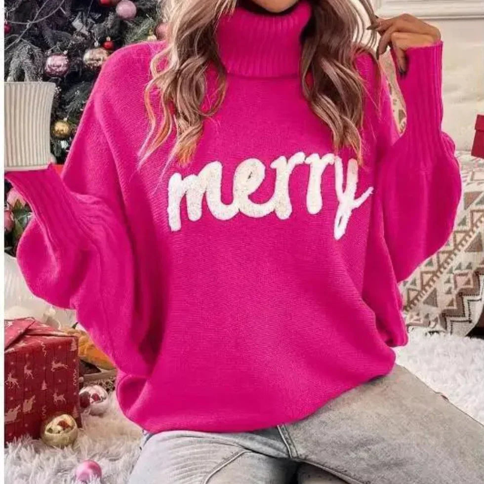 Emerie - Pull à Col Roulé Festif et Chaleureux pour Femmes