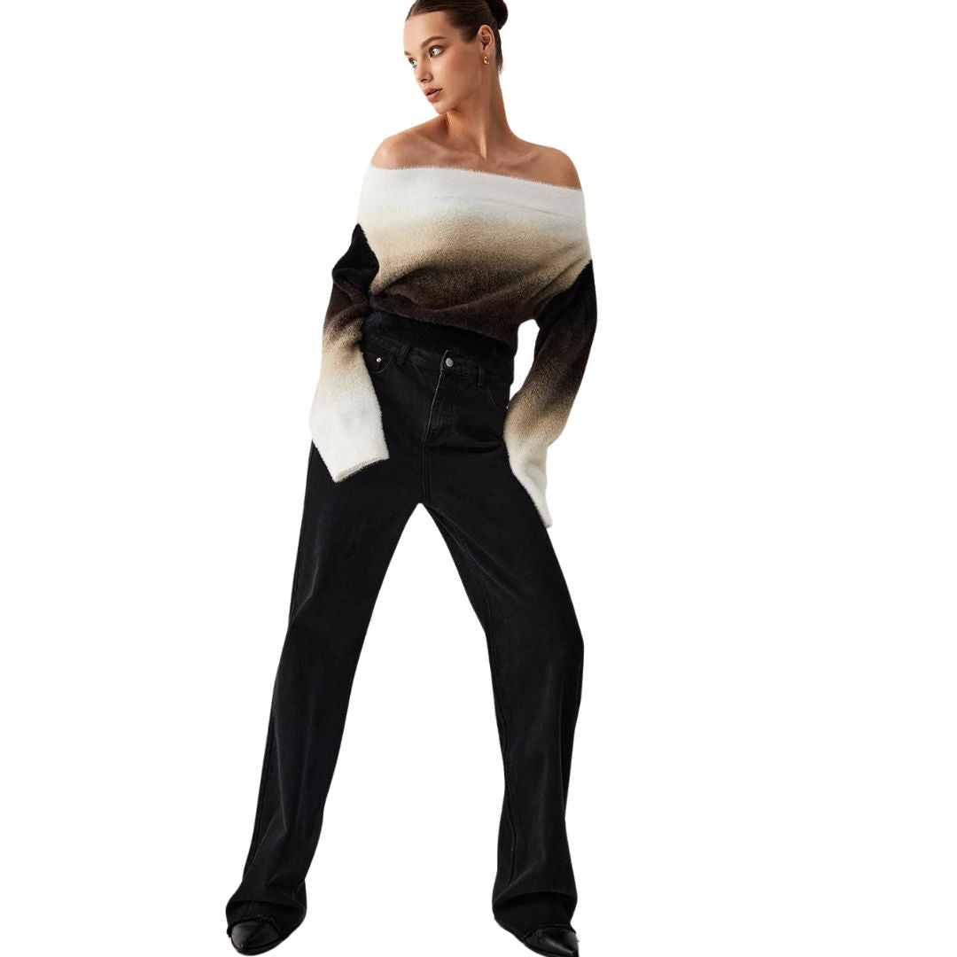 Clarissa - Pull en maille moelleux à gradient sans épaules