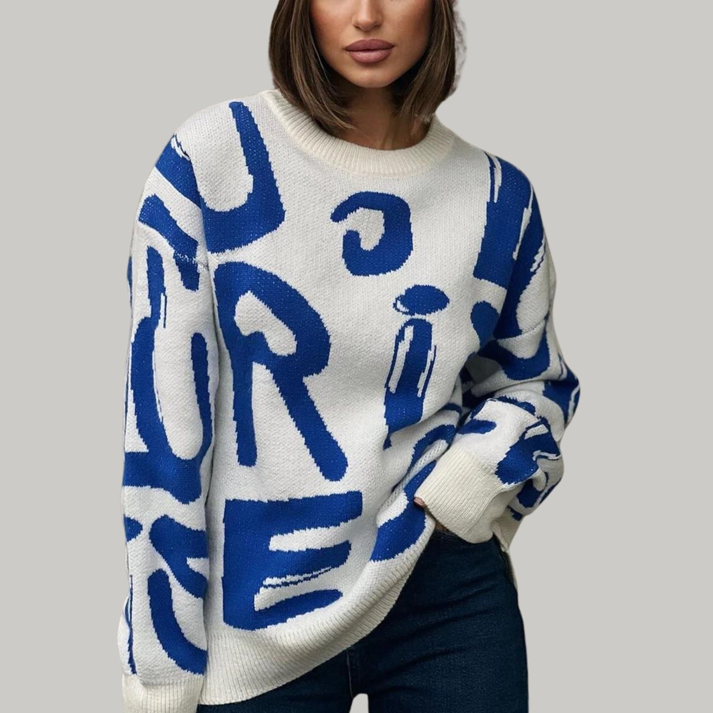 Bety - Pull ras du cou à l'imprimé graphique accrocheur