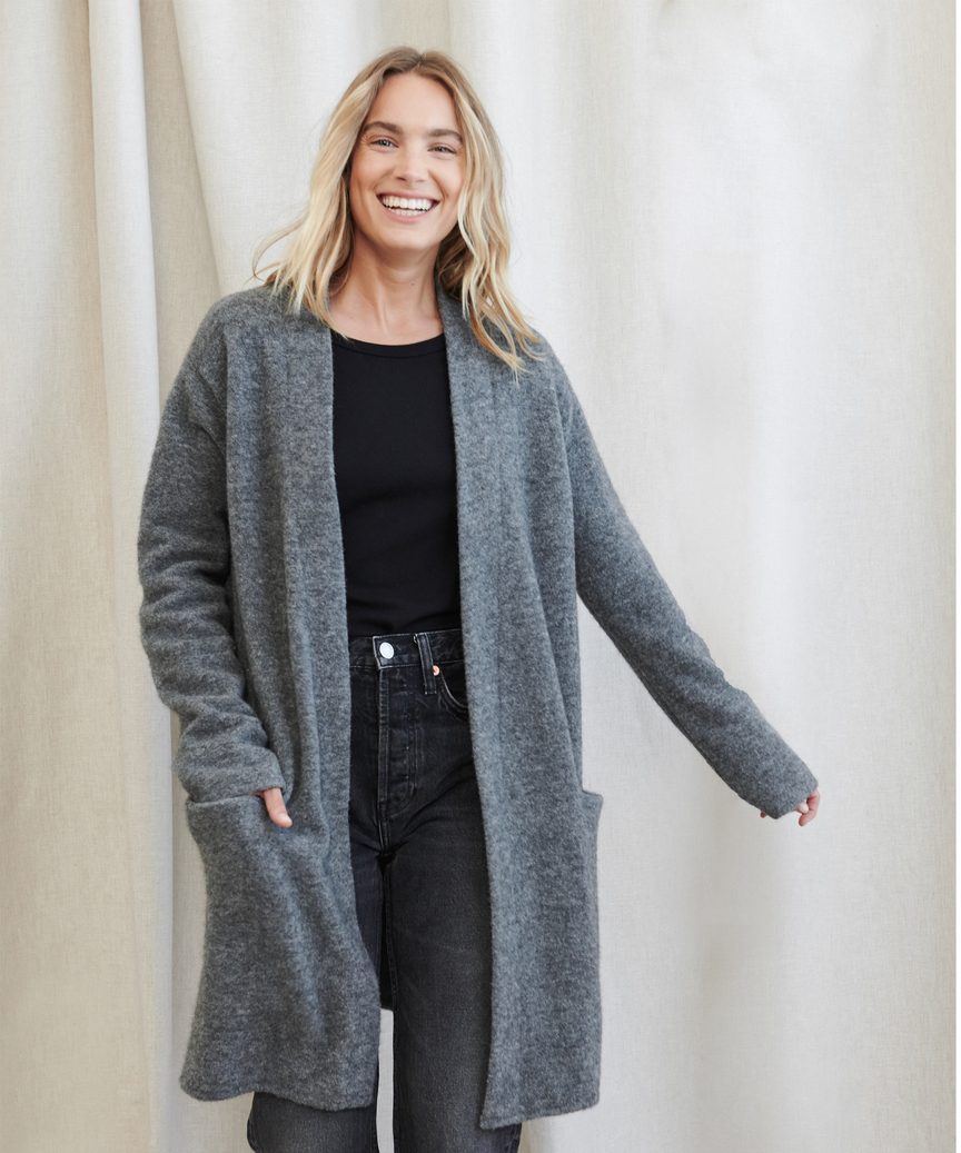 Manteau long à poches plaquées